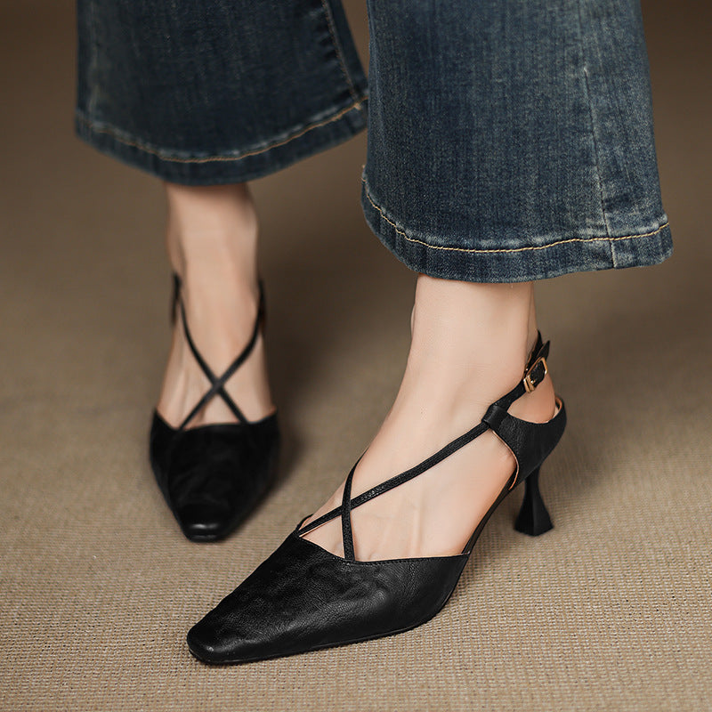 Womens Genuine Leather Heels Classic Fit