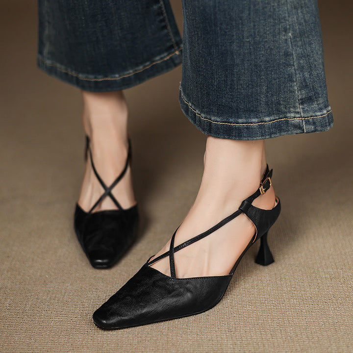 Womens Genuine Leather Heels Classic Fit
