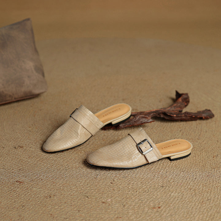 Womens Leather Mules Genuine Leather Slip-On
