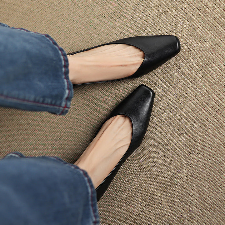 Womens Genuine Leather Flats Slip-On Style