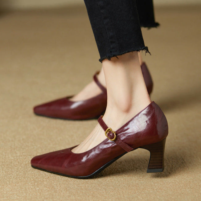 Womens Genuine Leather Heels Classic Fit