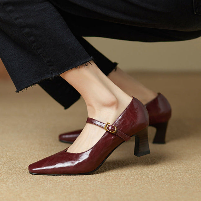 Womens Genuine Leather Heels Classic Fit
