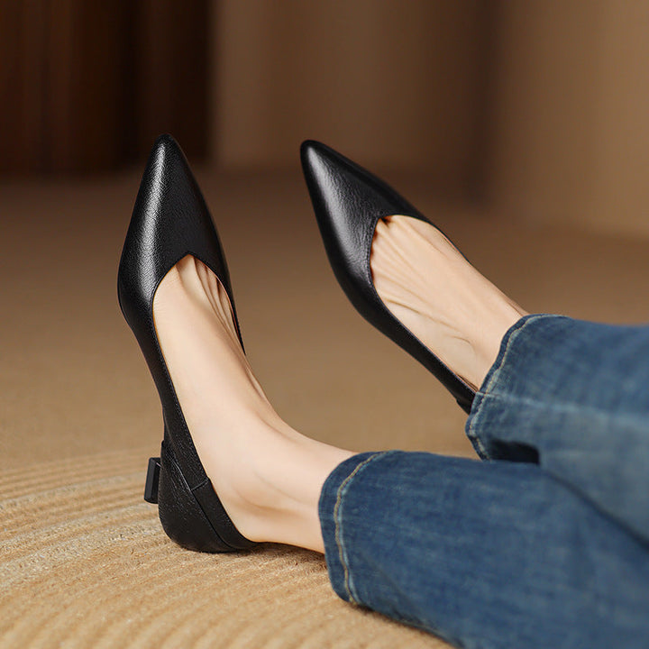 Womens Genuine Leather Heels Classic Fit