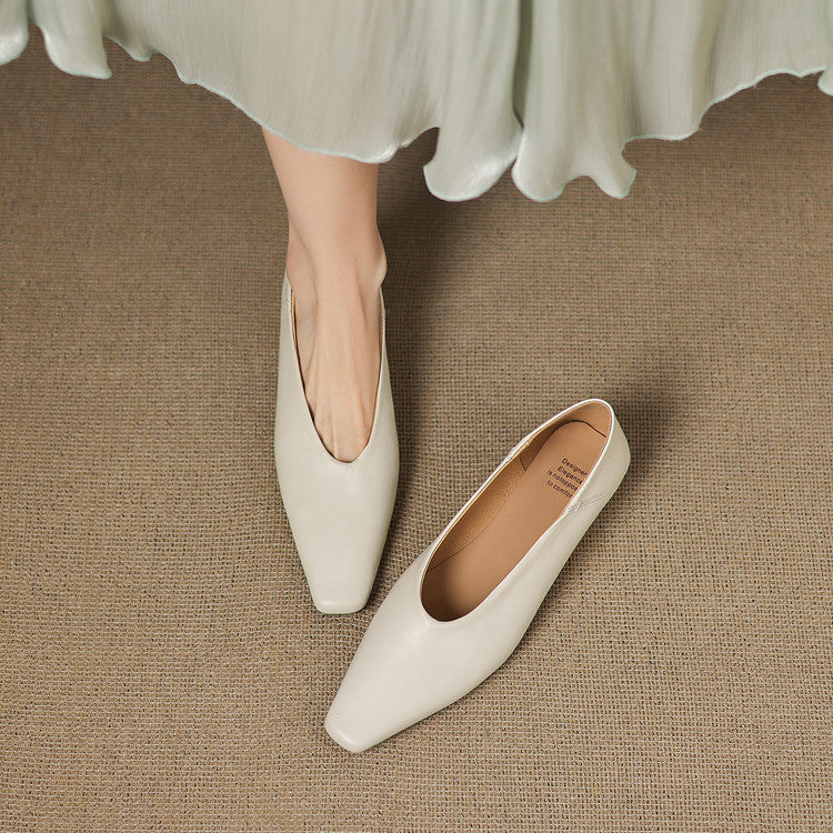 Womens Leather Flats Genuine Material