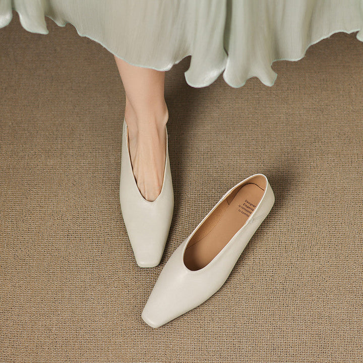 Womens Leather Flats Genuine Material