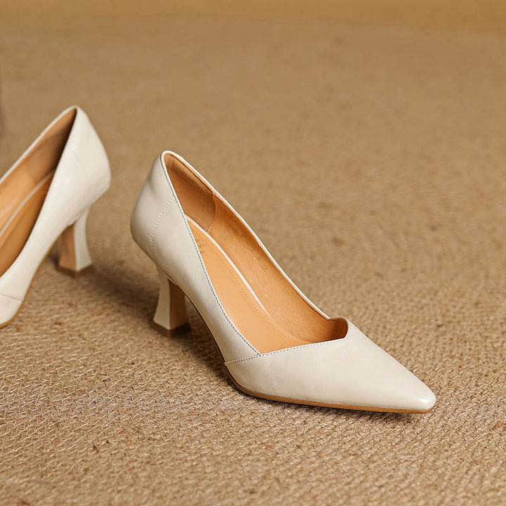 Womens Genuine Leather Heels Classic Fit