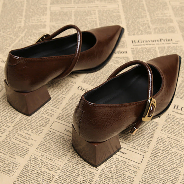 Womens Block Heel Shoes with Adjustable Strap