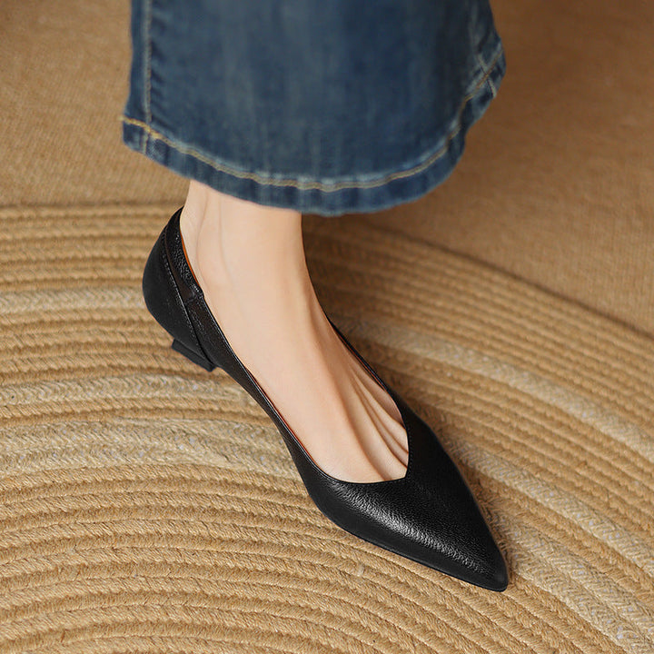 Womens Genuine Leather Heels Classic Fit