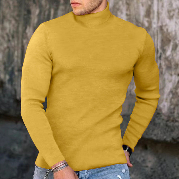 Mens Turtleneck Top Soft Knit Form Fitting