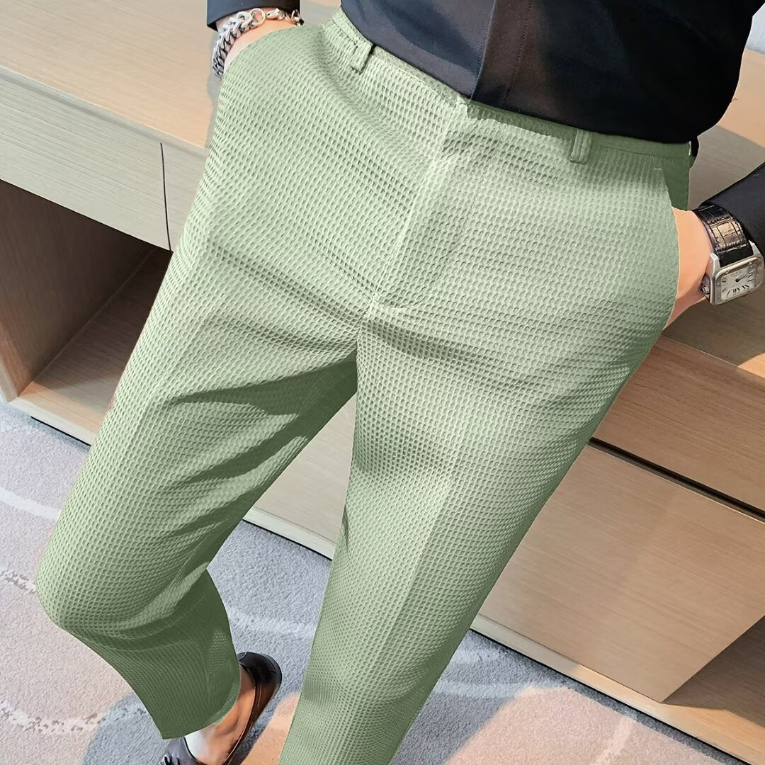 Mens Slim Fit Textured Trousers - BritishMode