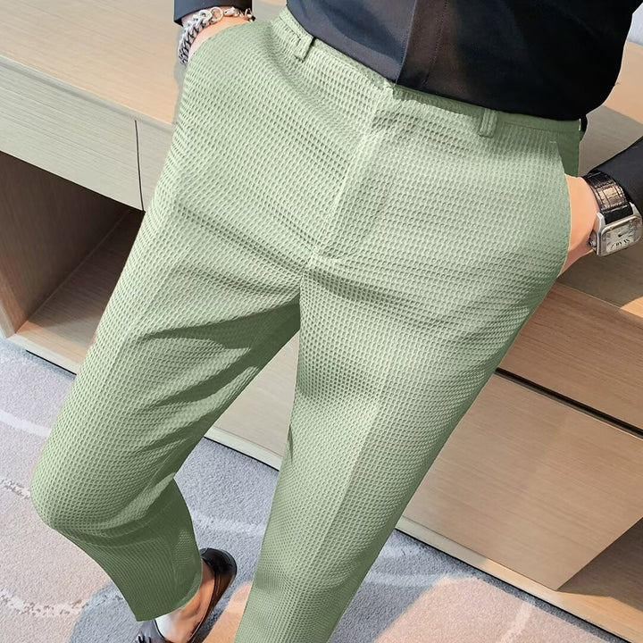 Mens Slim Fit Textured Trousers - BritishMode