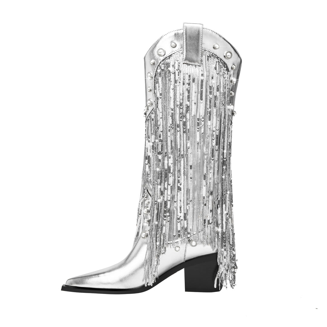 Womens Ankle Boots with Fringe Western Style - BritishMode