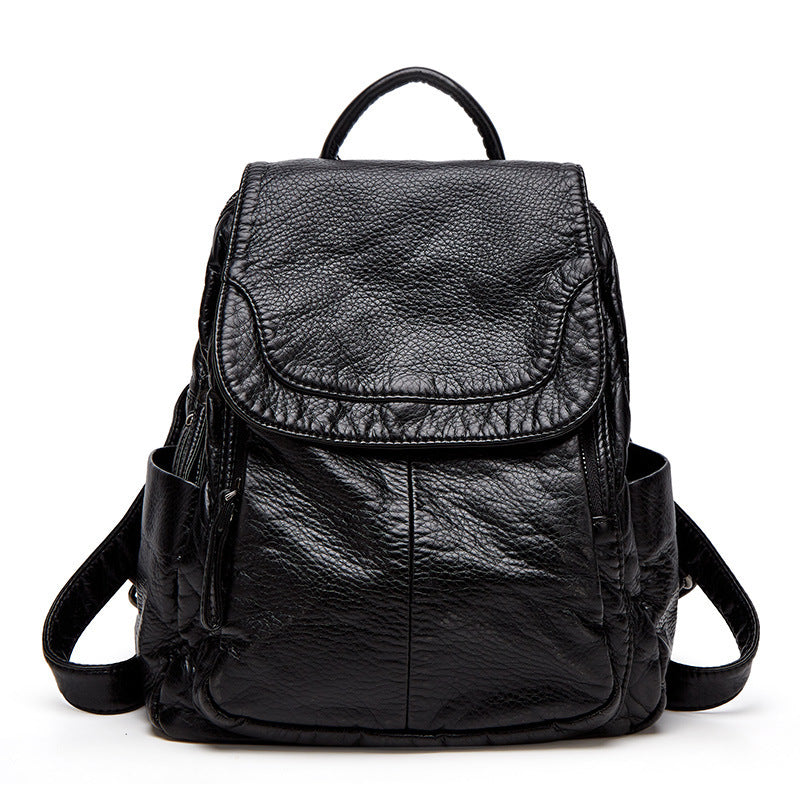 Unisex Backpack Soft Leather Spacious Storage
