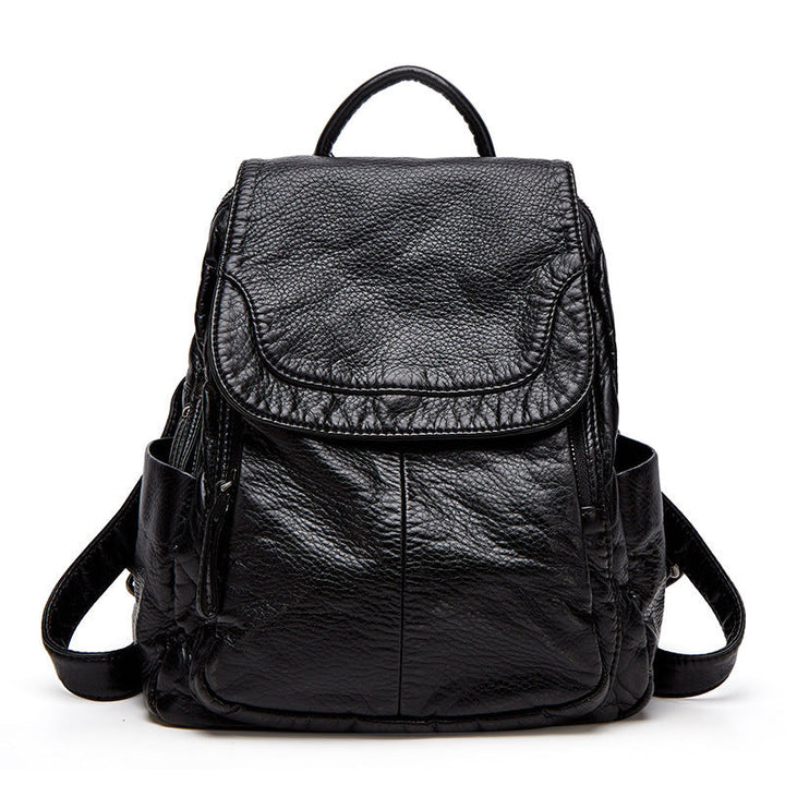 Unisex Backpack Soft Leather Spacious Storage