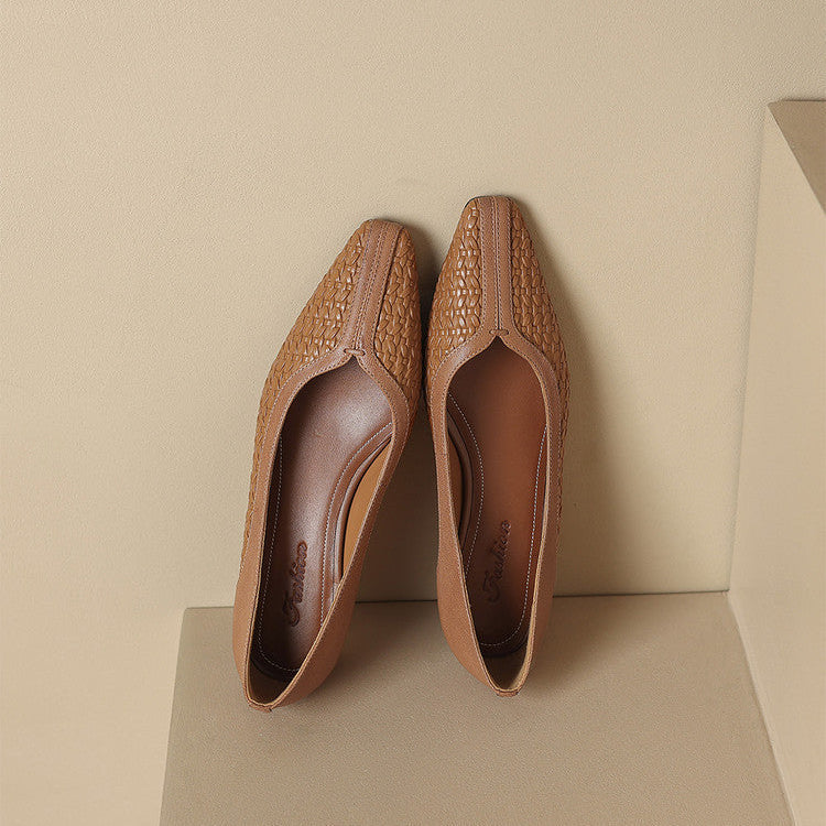 Womens Genuine Leather Heels Classic Fit