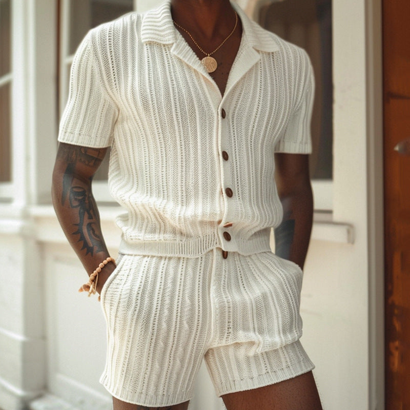 Mens Shirt and Shorts Set Lightweight Summer Casual - BritishMode