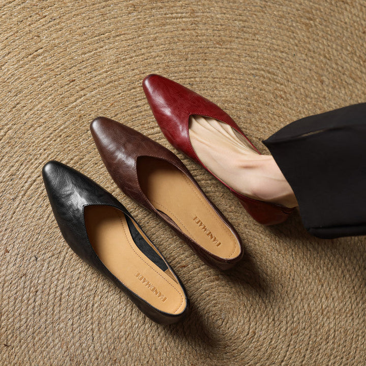 Womens Genuine Leather Mules Slip-On Comfortable