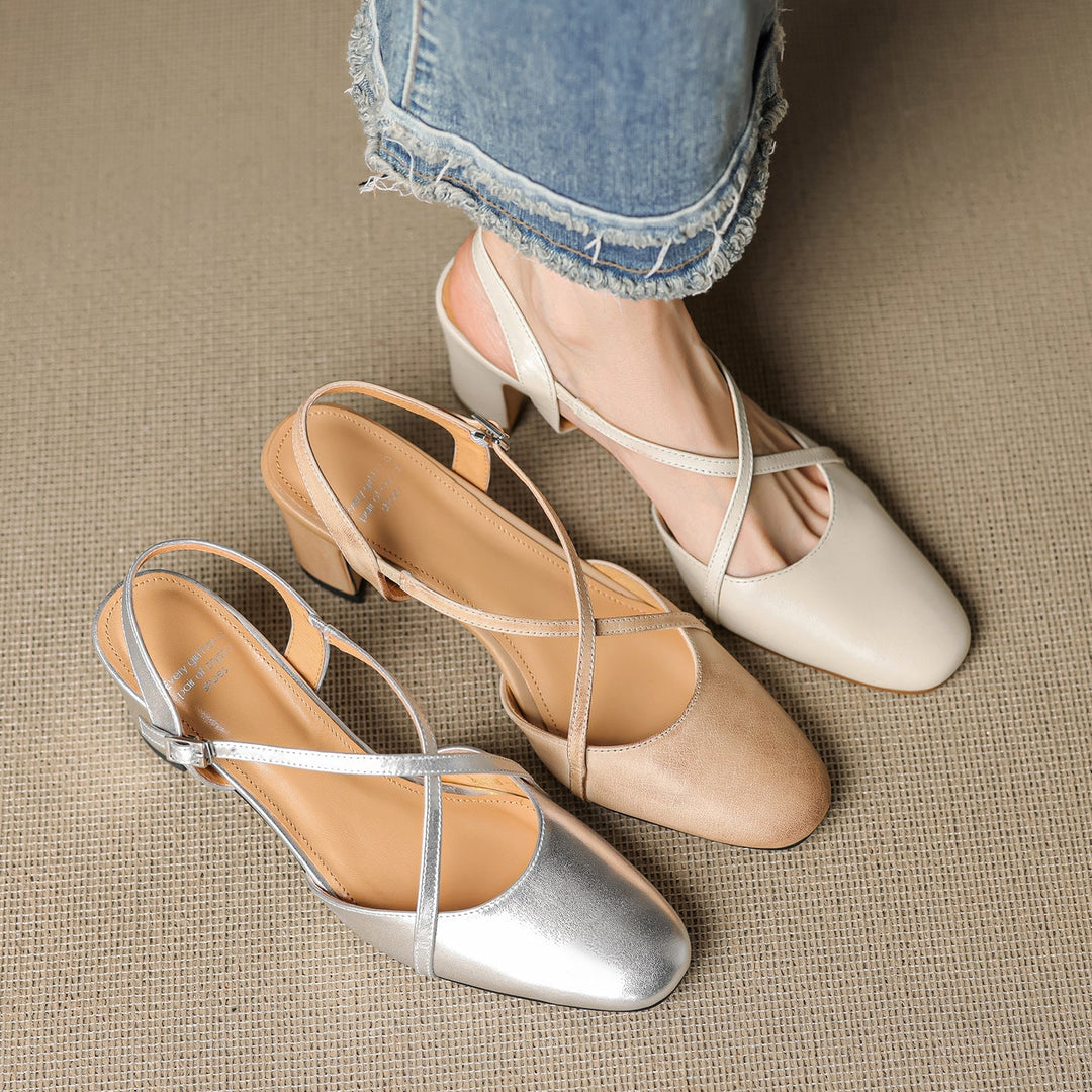Womens Slingback Shoes Genuine Leather