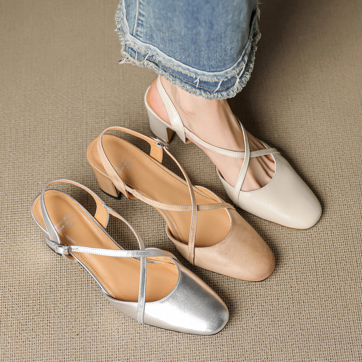 Womens Slingback Shoes Genuine Leather