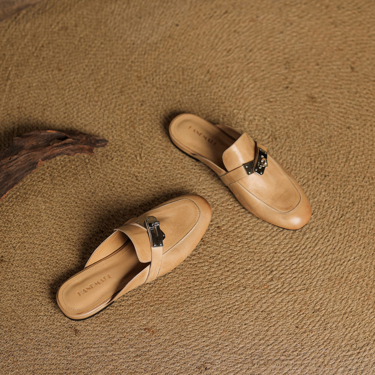 Womens Leather Mules Genuine Leather Slip-On
