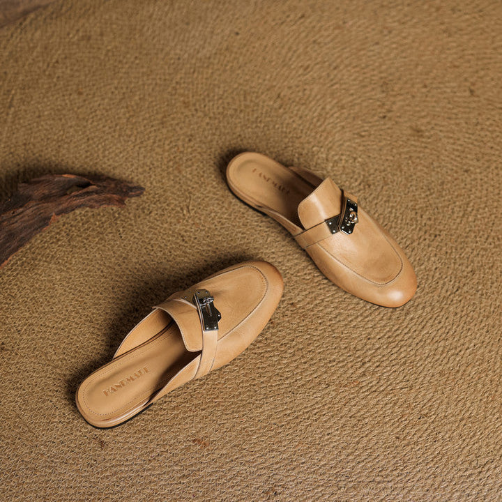 Womens Leather Mules Genuine Leather Slip-On