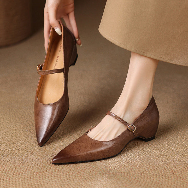 Womens Genuine Leather Heels Classic Fit - BritishMode
