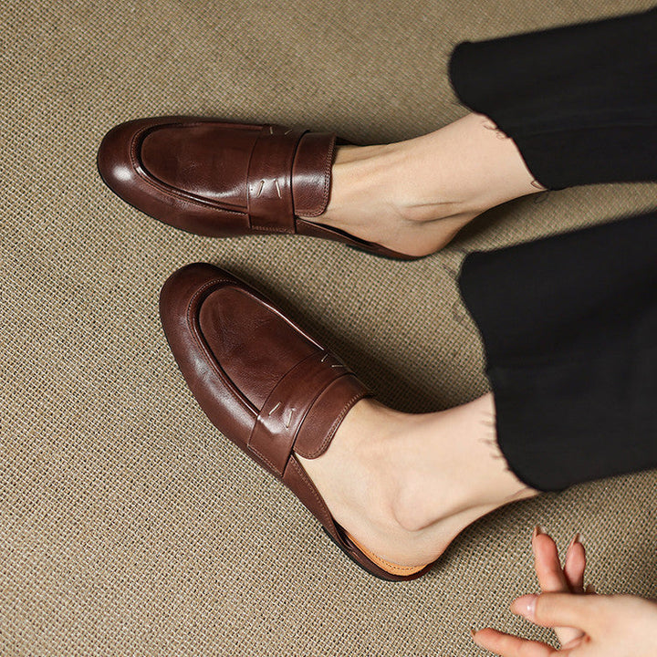 Womens Genuine Leather Mules Slip-On Comfortable