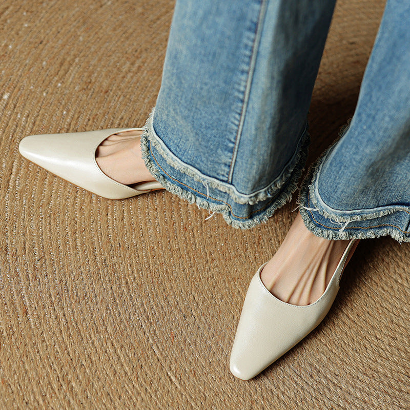 Womens Genuine Leather Heels Classic Fit