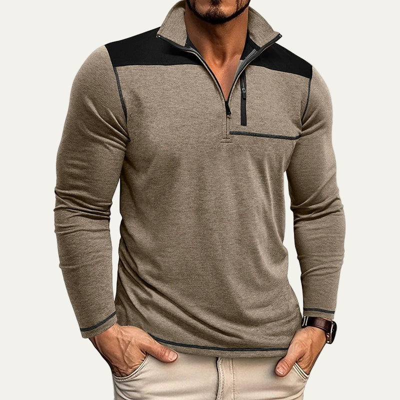 Mens Pullover Zip Stand Collar Slim Fit