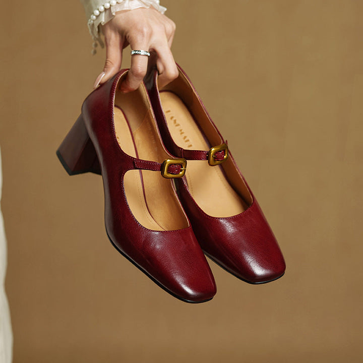 Womens Genuine Leather Heels Classic Fit