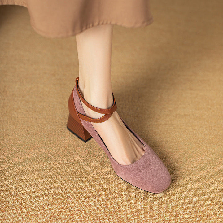 Womens Suede Heels Pointed Toe Classic Fit