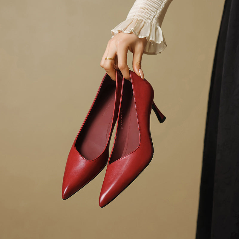 Womens Genuine Leather Heels Classic Fit