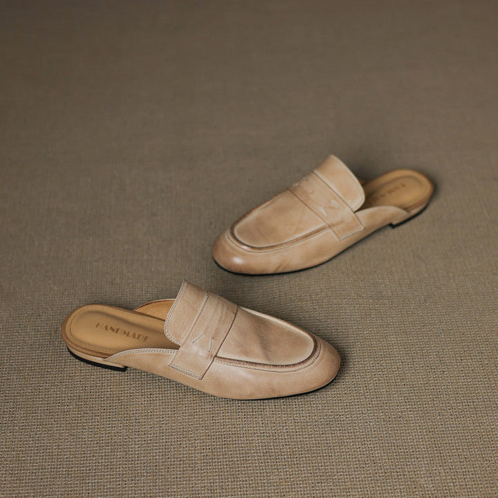 Womens Genuine Leather Mules Slip-On Comfortable