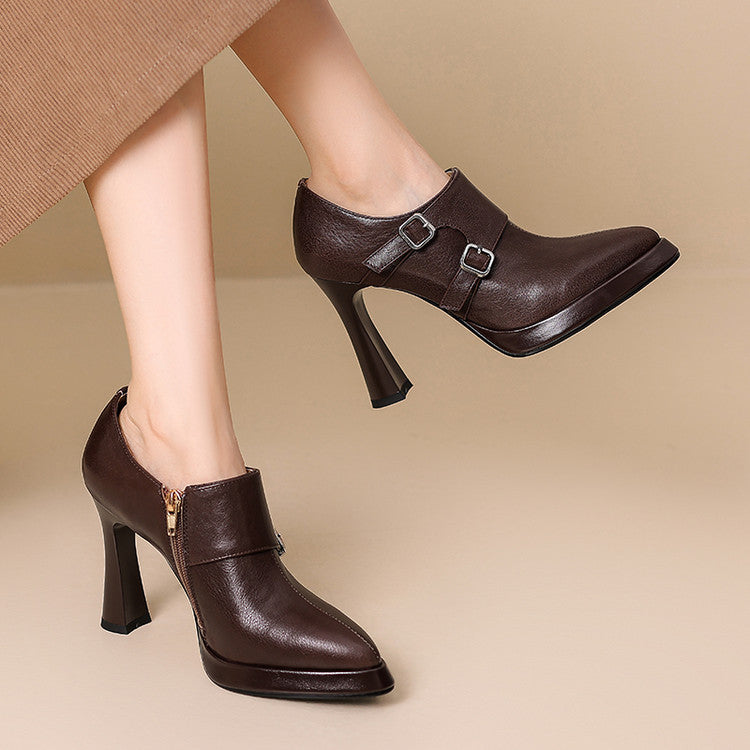 Womens Genuine Leather Heels Classic Fit - BritishMode