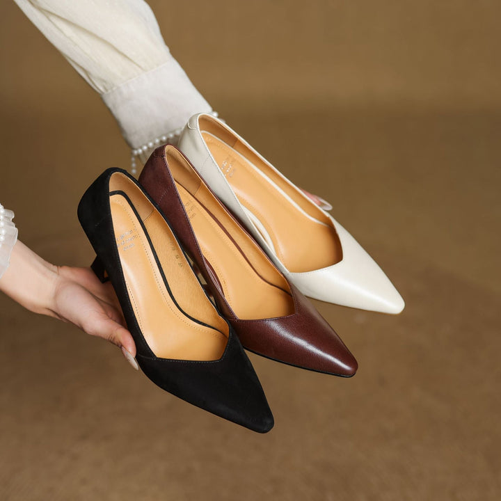 Womens Genuine Leather Heels Classic Fit