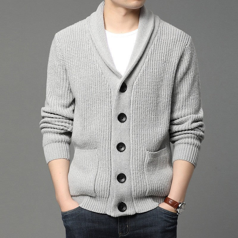 Womens Shawl Collar Cardigan Knitted Fabric Relaxed Fit