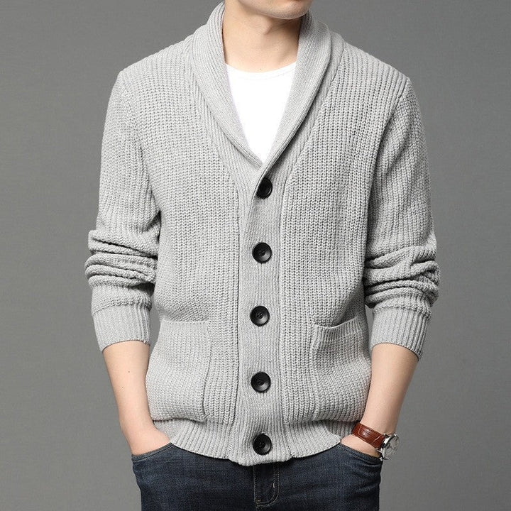 Womens Shawl Collar Cardigan Knitted Fabric Relaxed Fit