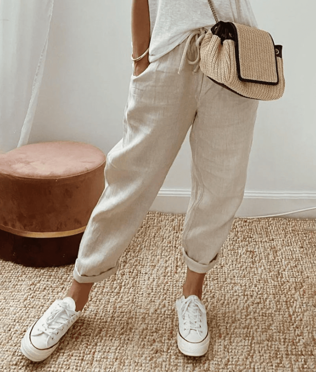Womens Elegant Cotton and Linen Pants Relaxed Fit