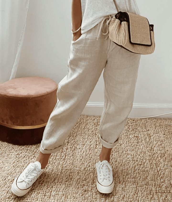 Womens Elegant Cotton and Linen Pants Relaxed Fit