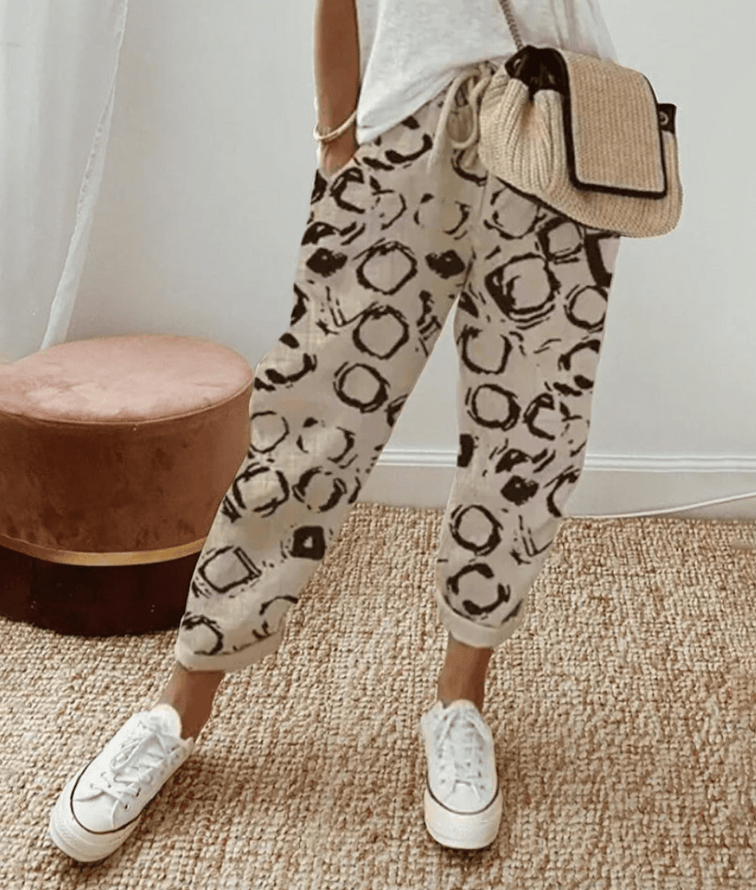 Womens Elegant Cotton and Linen Pants Relaxed Fit - BritishMode