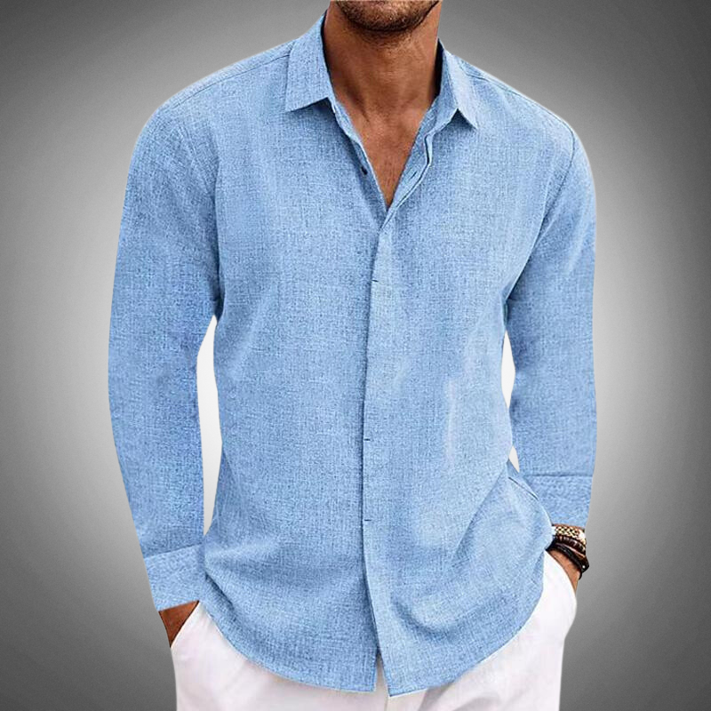 Mens Long Sleeve Button Shirt Relaxed Fit