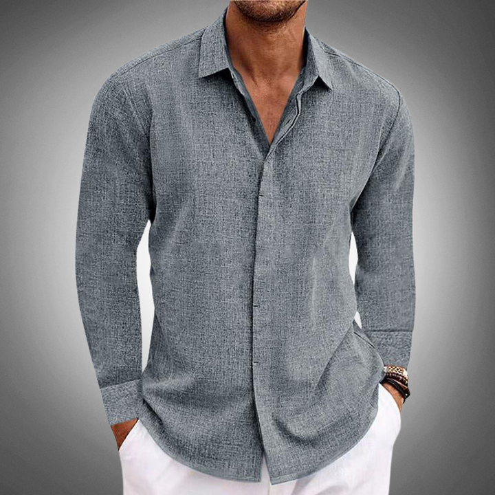 Mens Long Sleeve Button Shirt Relaxed Fit