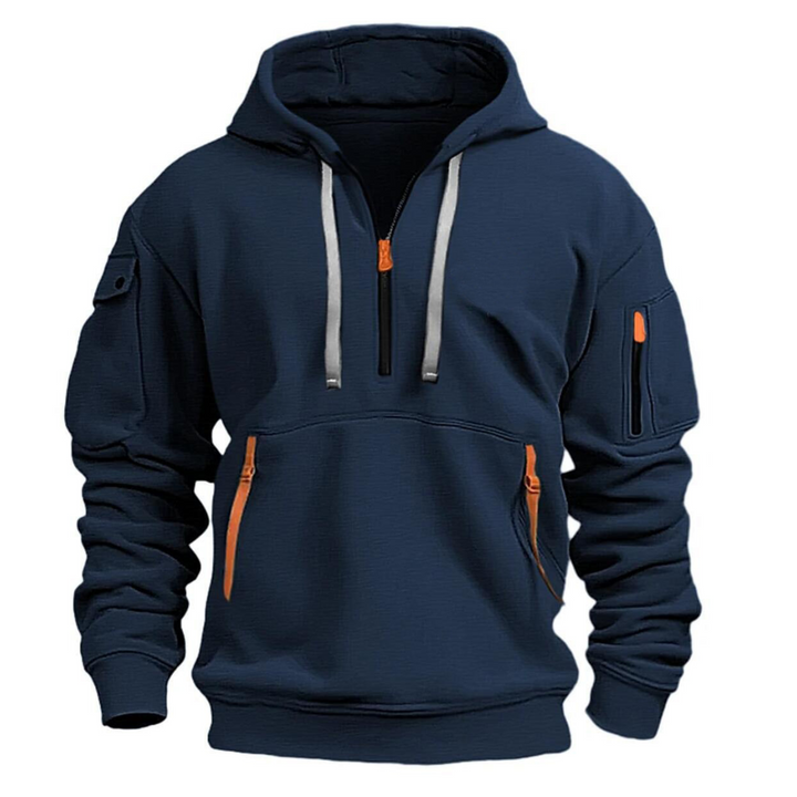 Mens Quarter-Zip Hoodie Streetwear Casual Fit - BritishMode