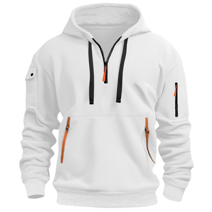 Mens Quarter-Zip Hoodie Streetwear Casual Fit