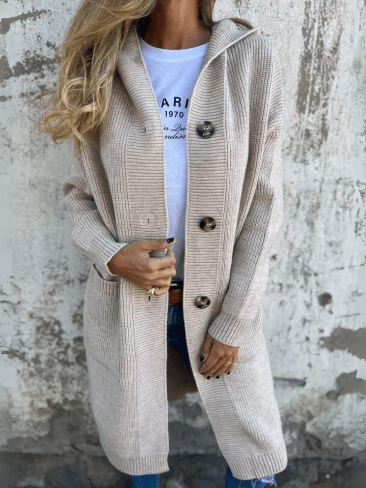 Womens Long Knit Cardigan with Buttons Lightweight Layered Fit - BritishMode