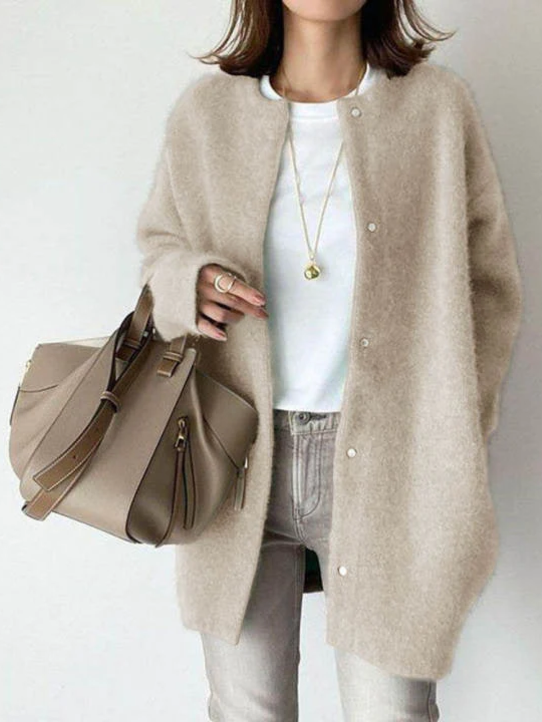 Womens Longline Cardigan Acrylic Knit Relaxed Fit Button Front - BritishMode