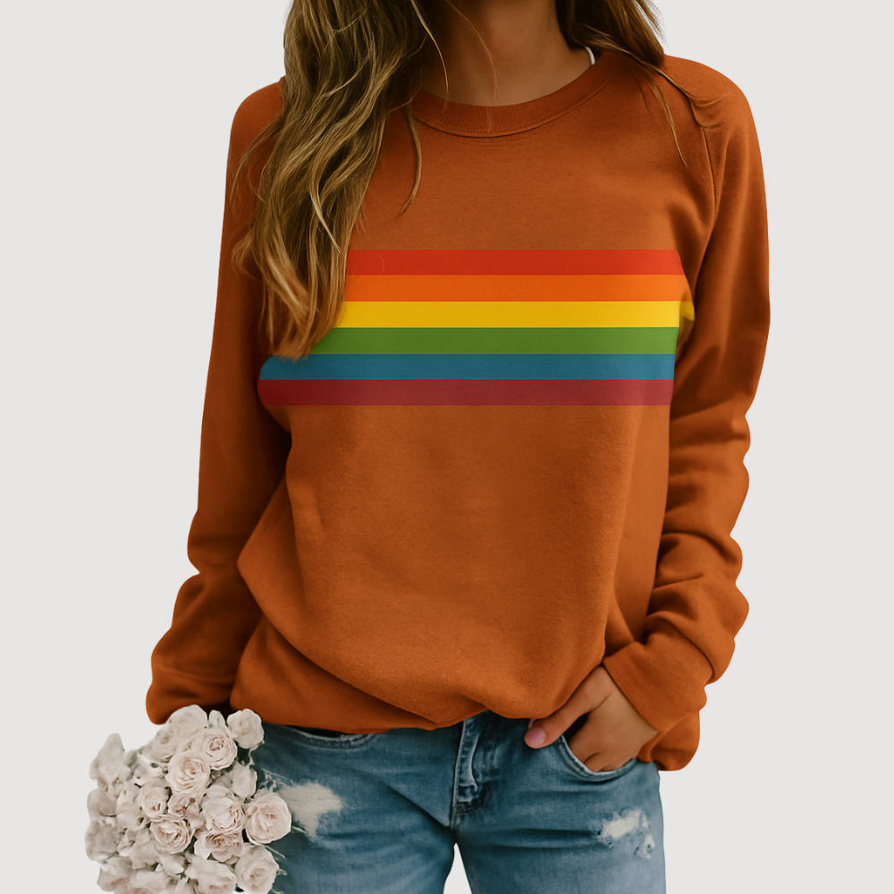 Unisex Sweatshirt Cotton Loose Fit Striped Design