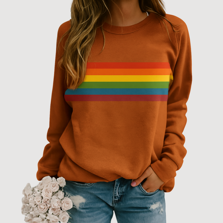 Unisex Sweatshirt Cotton Loose Fit Striped Design
