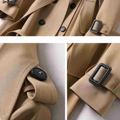 Womens Long Trench Coat with Belt Classic Fit