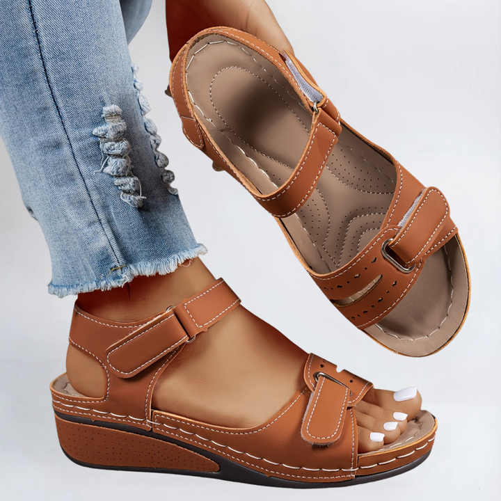 Womens Orthopedic Wedge Sandals with Velcro Strap